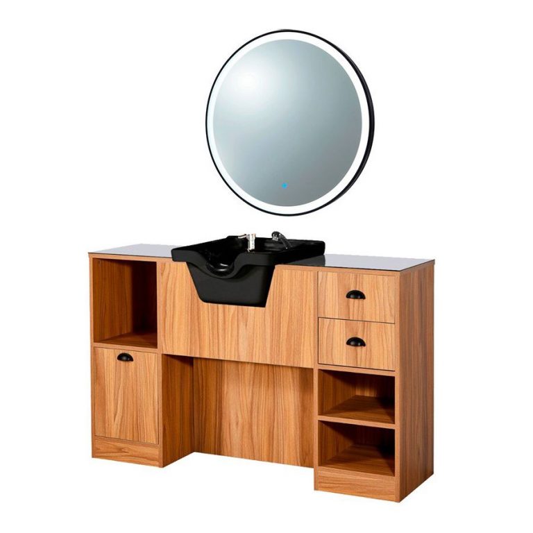 Tocador OKE 7BR/B espejo redondo