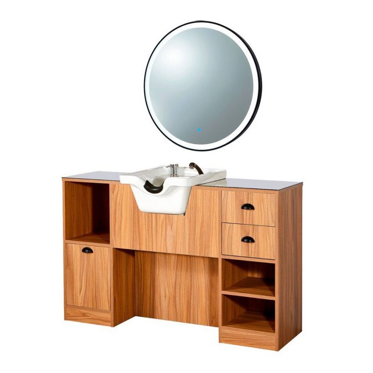 Tocador OKE 7BR/W espejo redondo