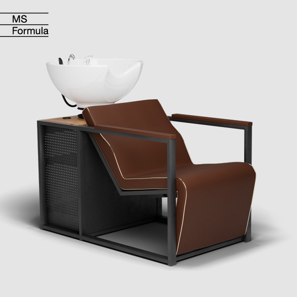 Lavacabezas Basil BR pica blanca madera oscura