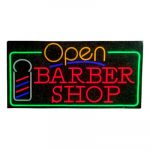 Cartel Luminoso Led Open Barber
