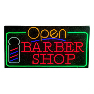 Cartel Luminoso Led Open Barber