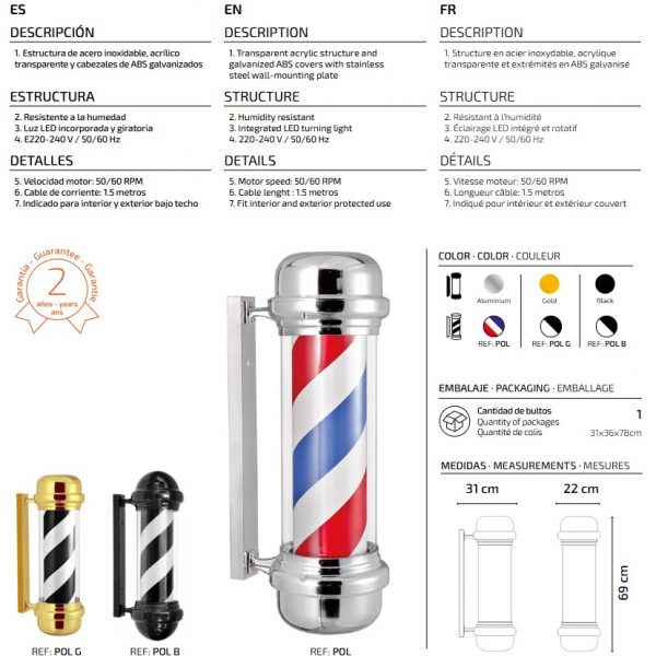 Barber Pole Pol Plateado