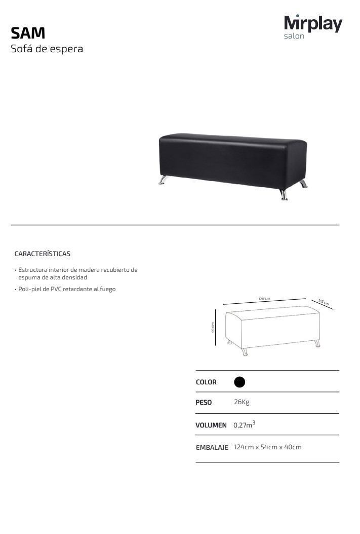 Sofá espera Sam negro