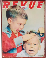 Cartel Metálico Niño Vintage Barber