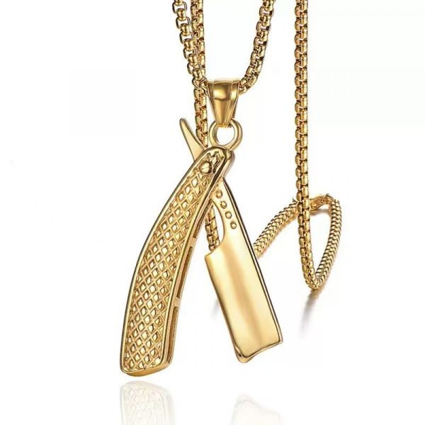 Colgante Barbería Navaja Dorado