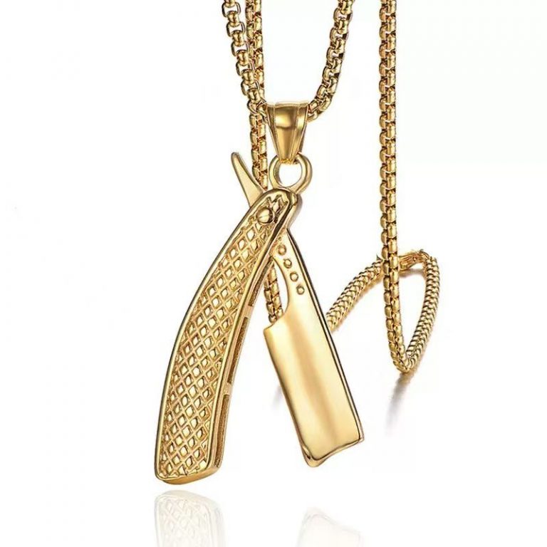 Colgante Barbería Navaja Dorado