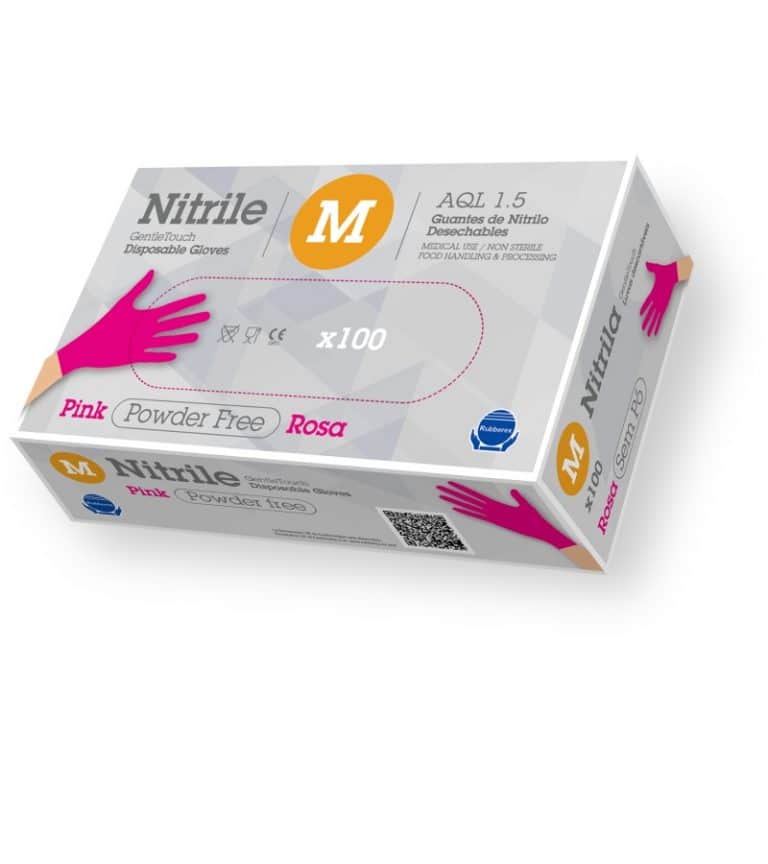 Guantes Nitrilo Rosa Talla