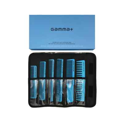 Set 6 Peines Corte GAMMA+ Azul con Estuche